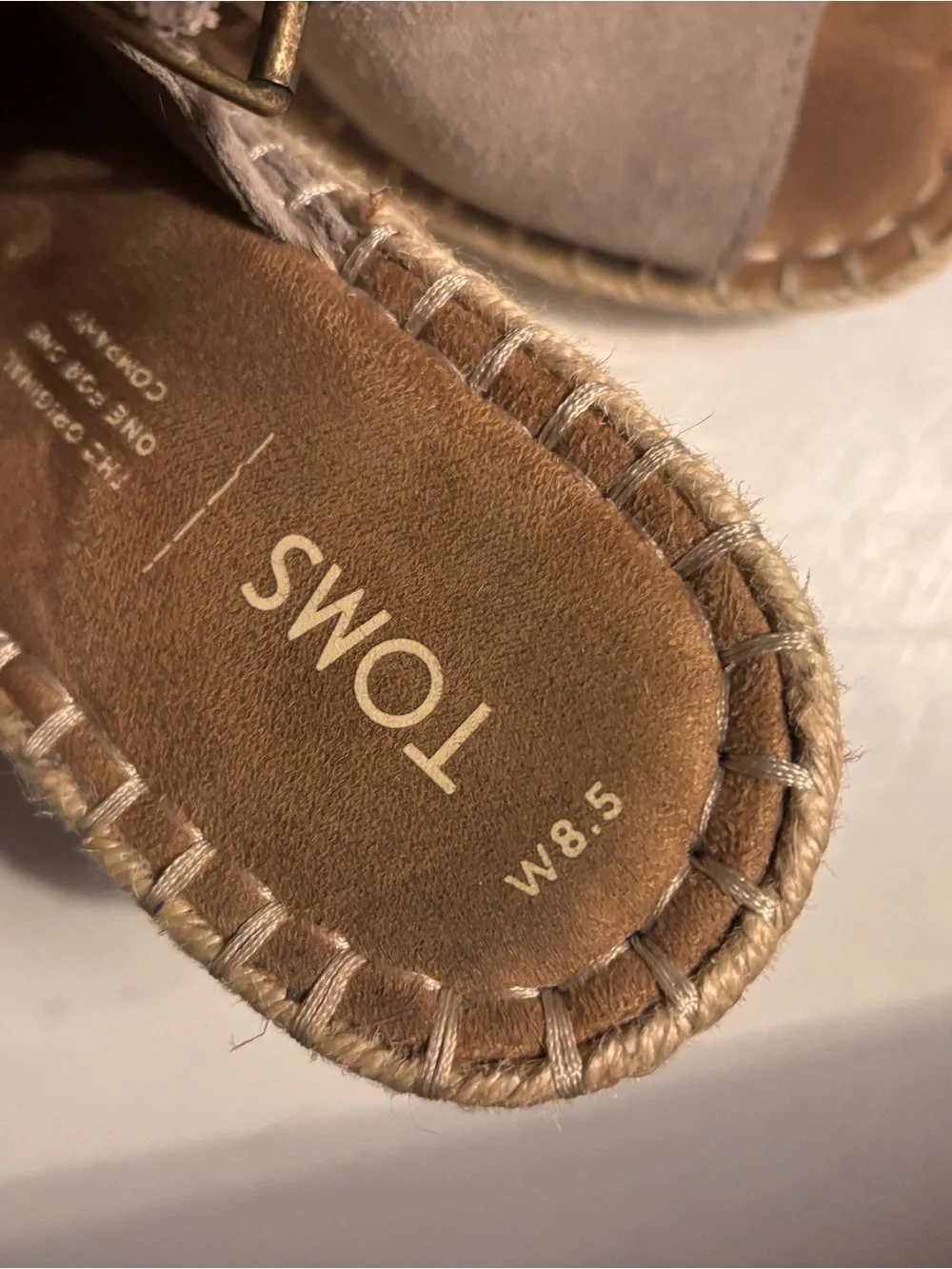 TOMS Taupe Suede Open-Toe Espadrille Slingback